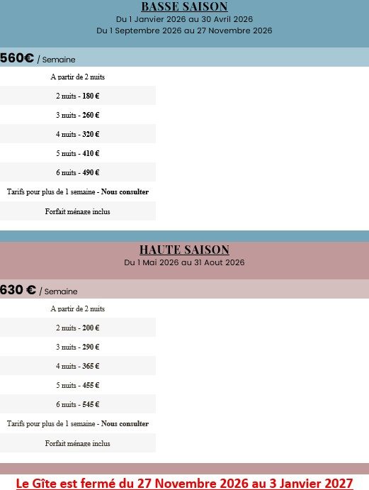 Tarifs gite 2026 Auxerre tarifs gite Auxerre 89